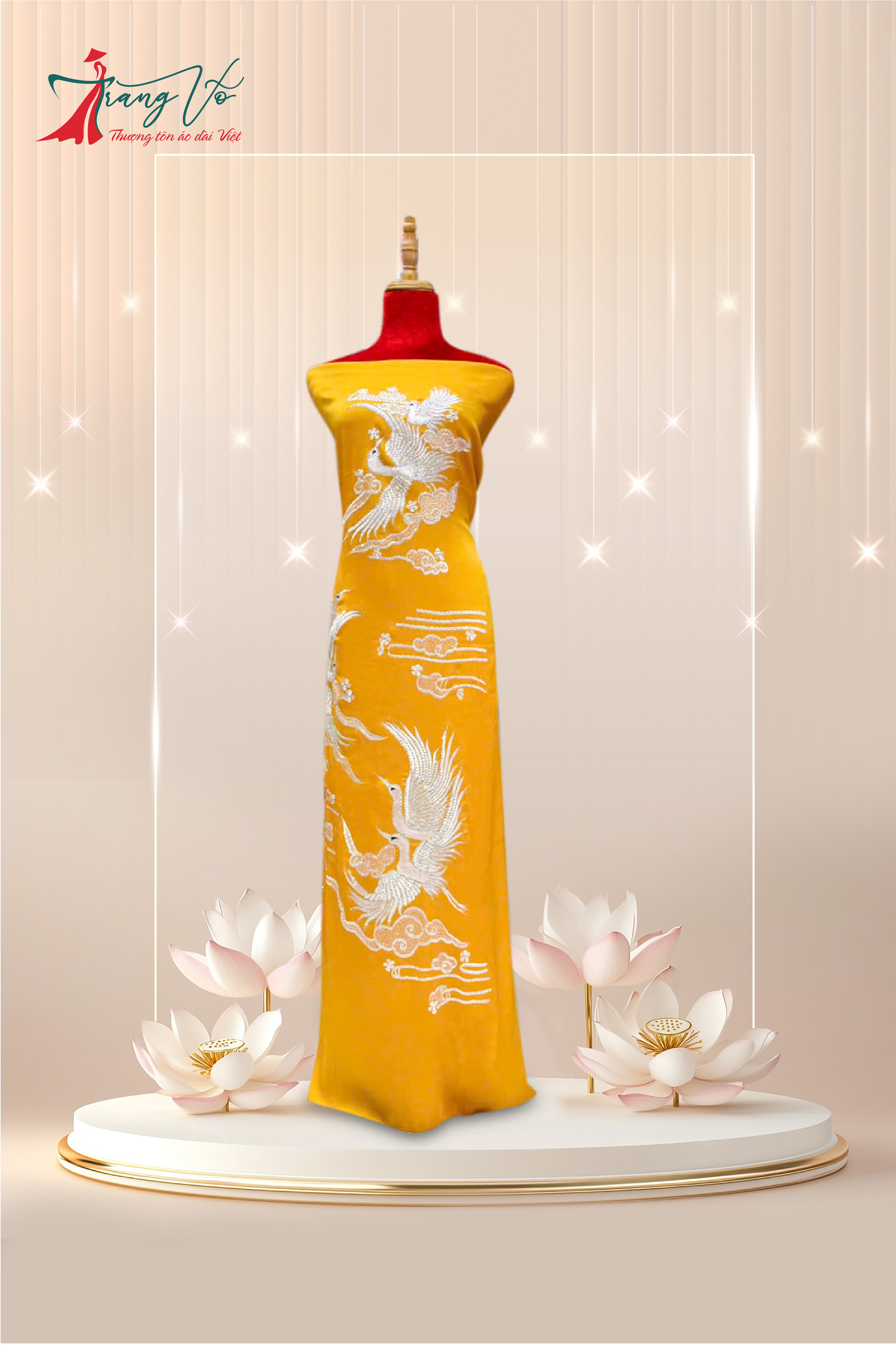 LỤA ÁNH SAO THÊU LẮC TAY SẮC VÀNG #29102405
